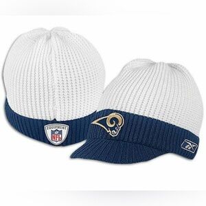 Los Angeles Rams St Louis NFL Reebok White Waffle Knit Beanie Cap w/Visor